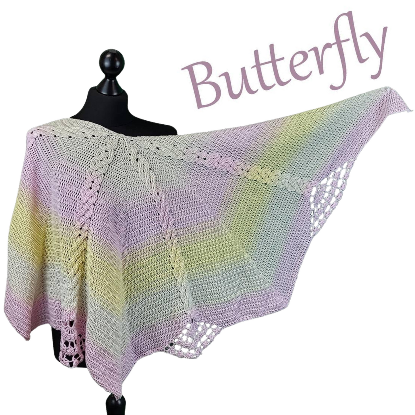 Häkelanleitung Tuch Butterfly auf Deutsch und Englisch