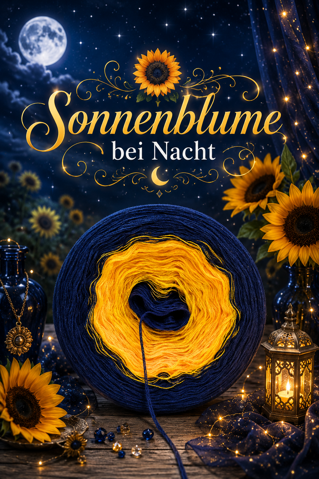 Bobbel Sonnenblume bei Nacht