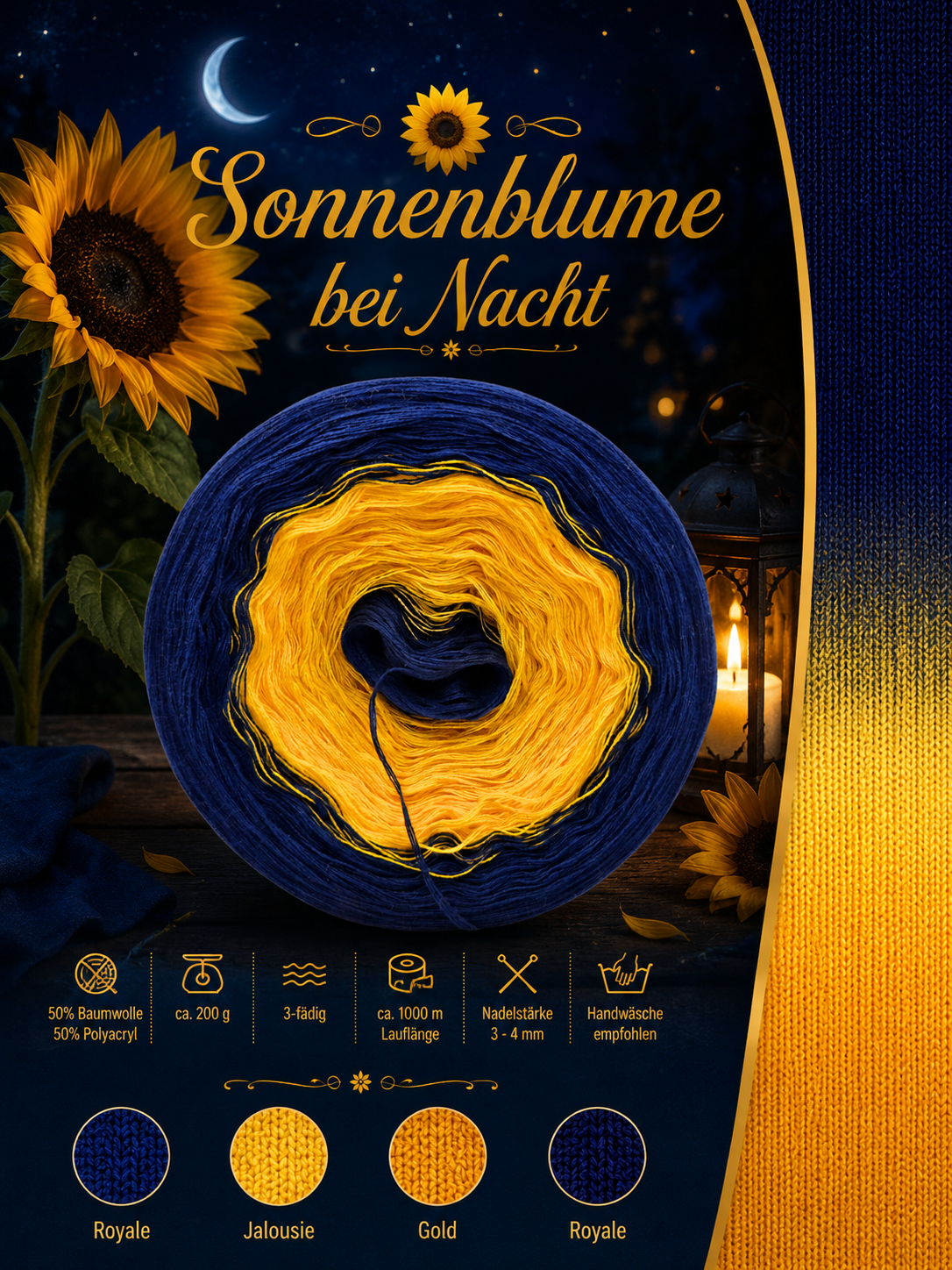 Bobbel Sonnenblume bei Nacht
