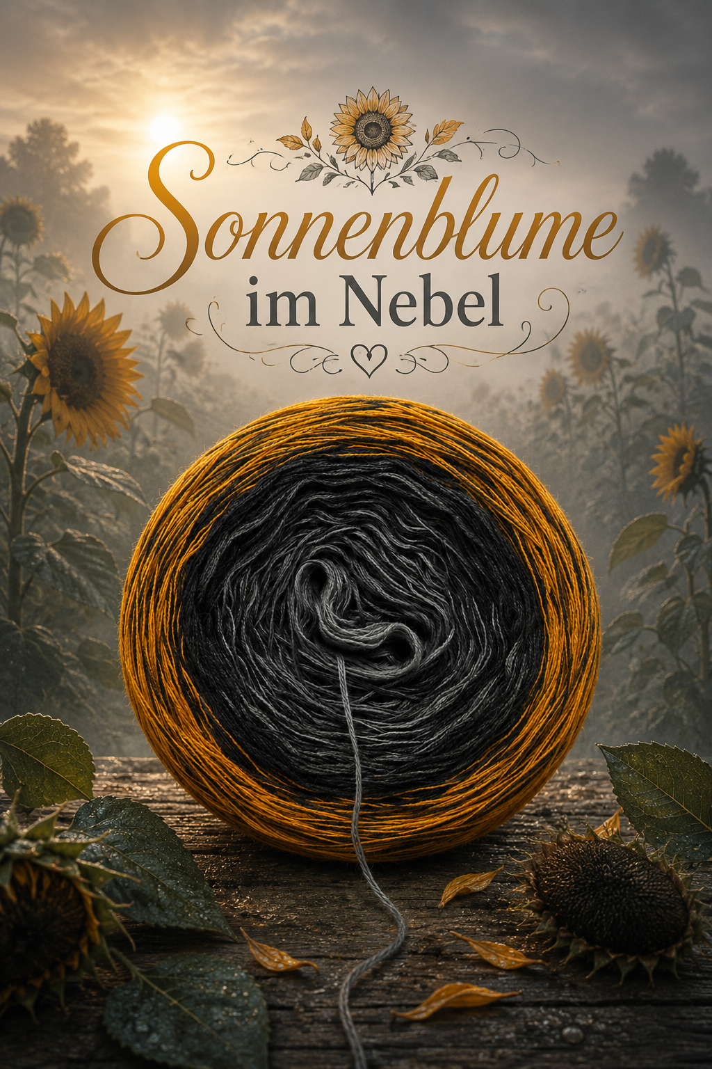 Bobbel Sonnenblume im Nebel
