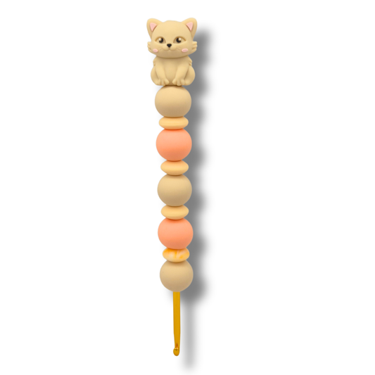 Ergonomische Häkelnadel aus Silikonperlen 3,5 mm Katze