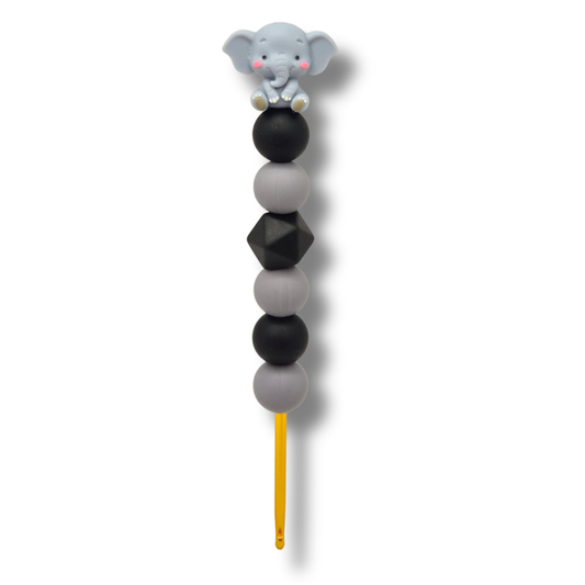 Ergonomische Häkelnadel aus Silikonperlen 3,5 mm Elefant