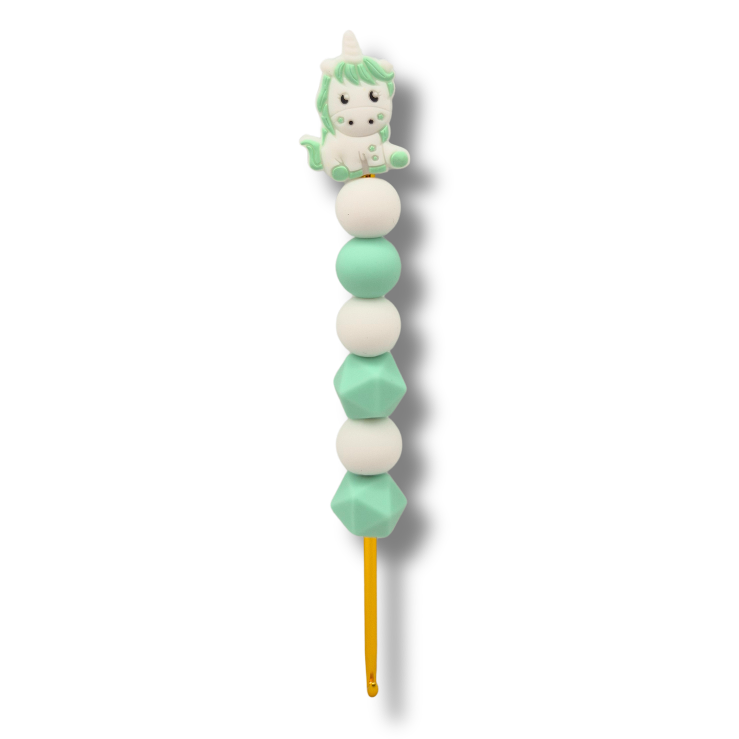 Ergonomische Häkelnadel aus Silikonperlen 3,5 mm Einhorn