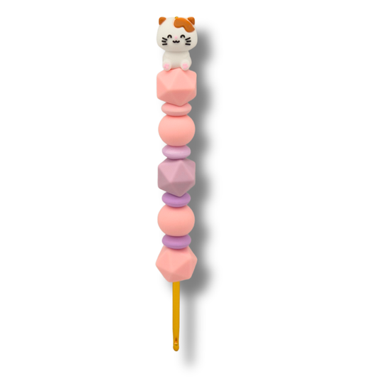 Ergonomische Häkelnadel aus Silikonperlen 3,5 mm Katze