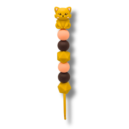 Ergonomische Häkelnadel aus Silikonperlen 3,5 mm Katze