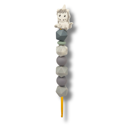 Ergonomische Häkelnadel aus Silikonperlen 3,5 mm Einhorn