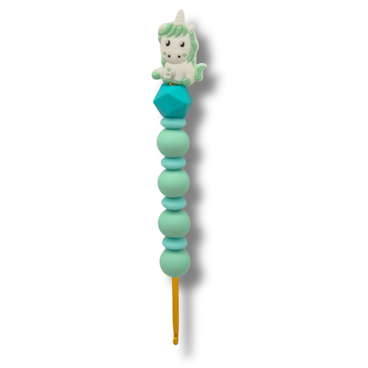 Ergonomische Häkelnadel aus Silikonperlen 3,5 mm Einhorn