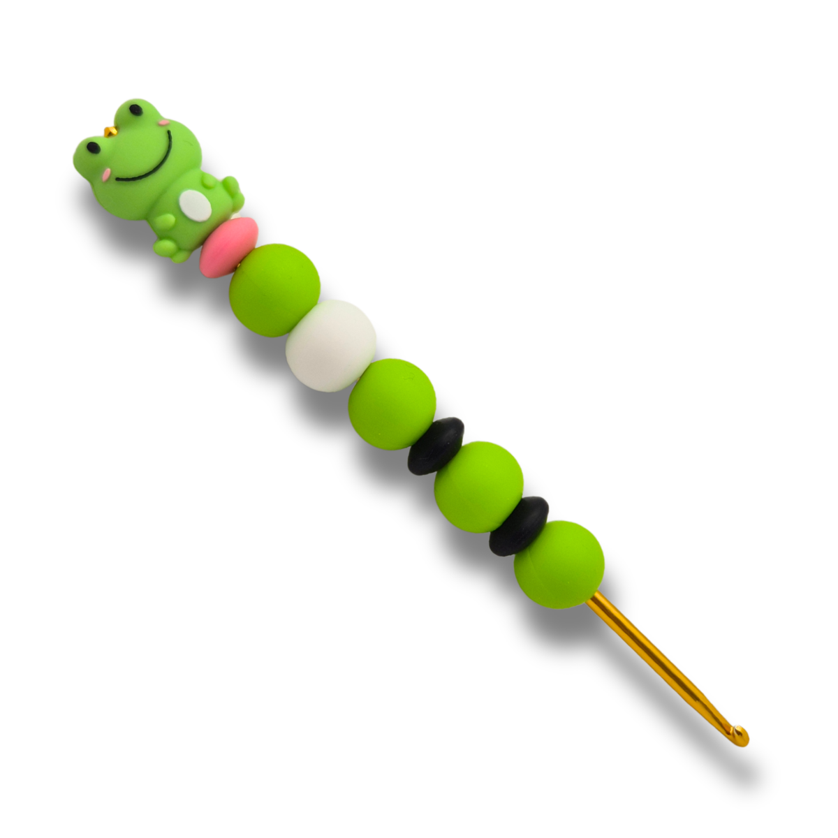Ergonomische Häkelnadel aus Silikonperlen 3,5 mm Frosch klein