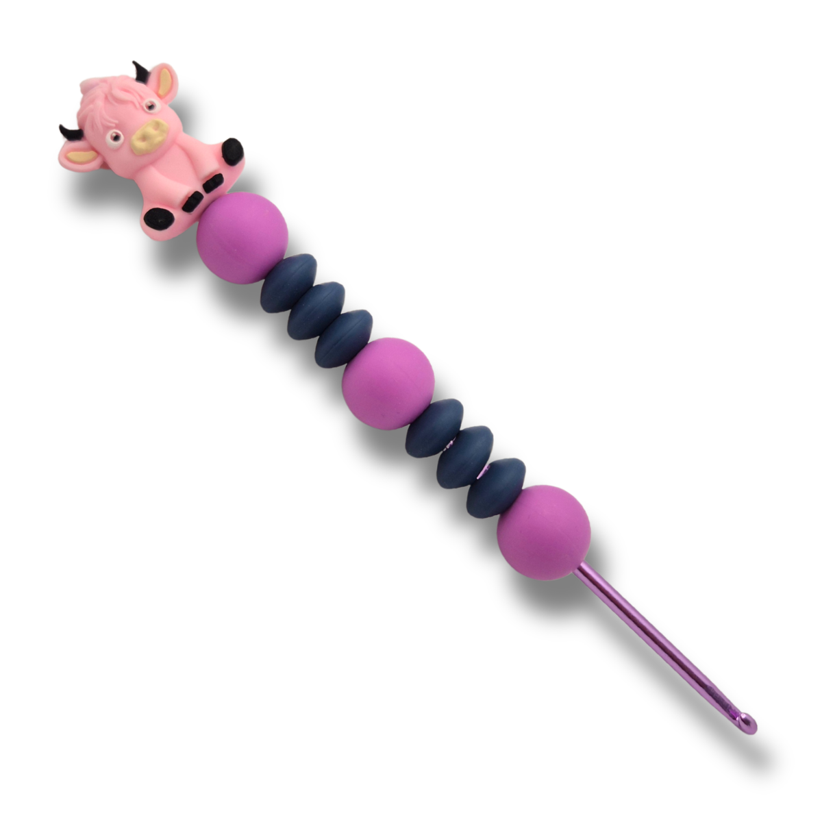 Ergonomische Häkelnadel aus Silikonperlen 3,0 mm Bulle Rosa