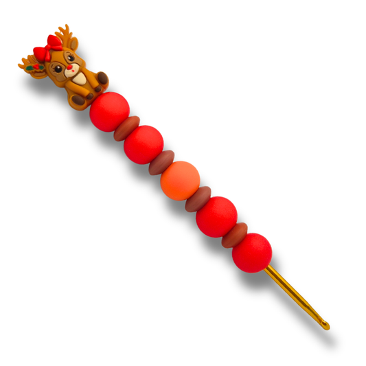 Ergonomische Häkelnadel aus Silikonperlen 3,5 mm Rentier