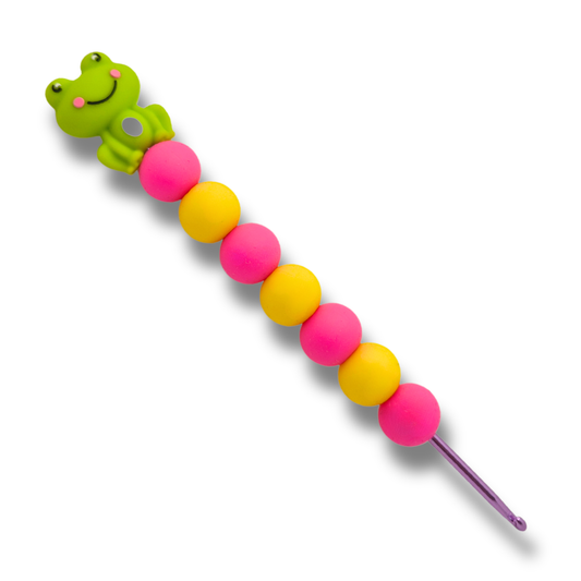 Ergonomische Häkelnadel aus Silikonperlen 3,0 mm Frosch Bunt