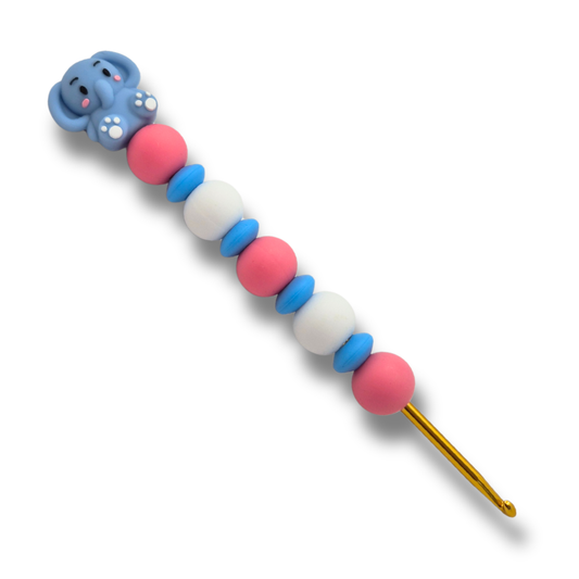 Ergonomische Häkelnadel aus Silikonperlen 3,5 mm Elefant