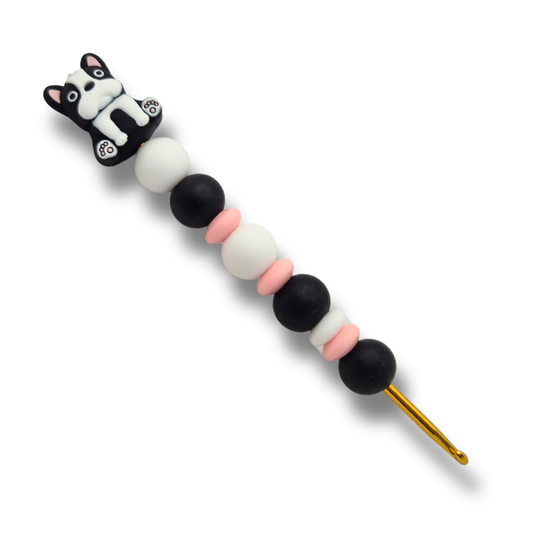 Ergonomische Häkelnadel aus Silikonperlen 3,5 mm Hund