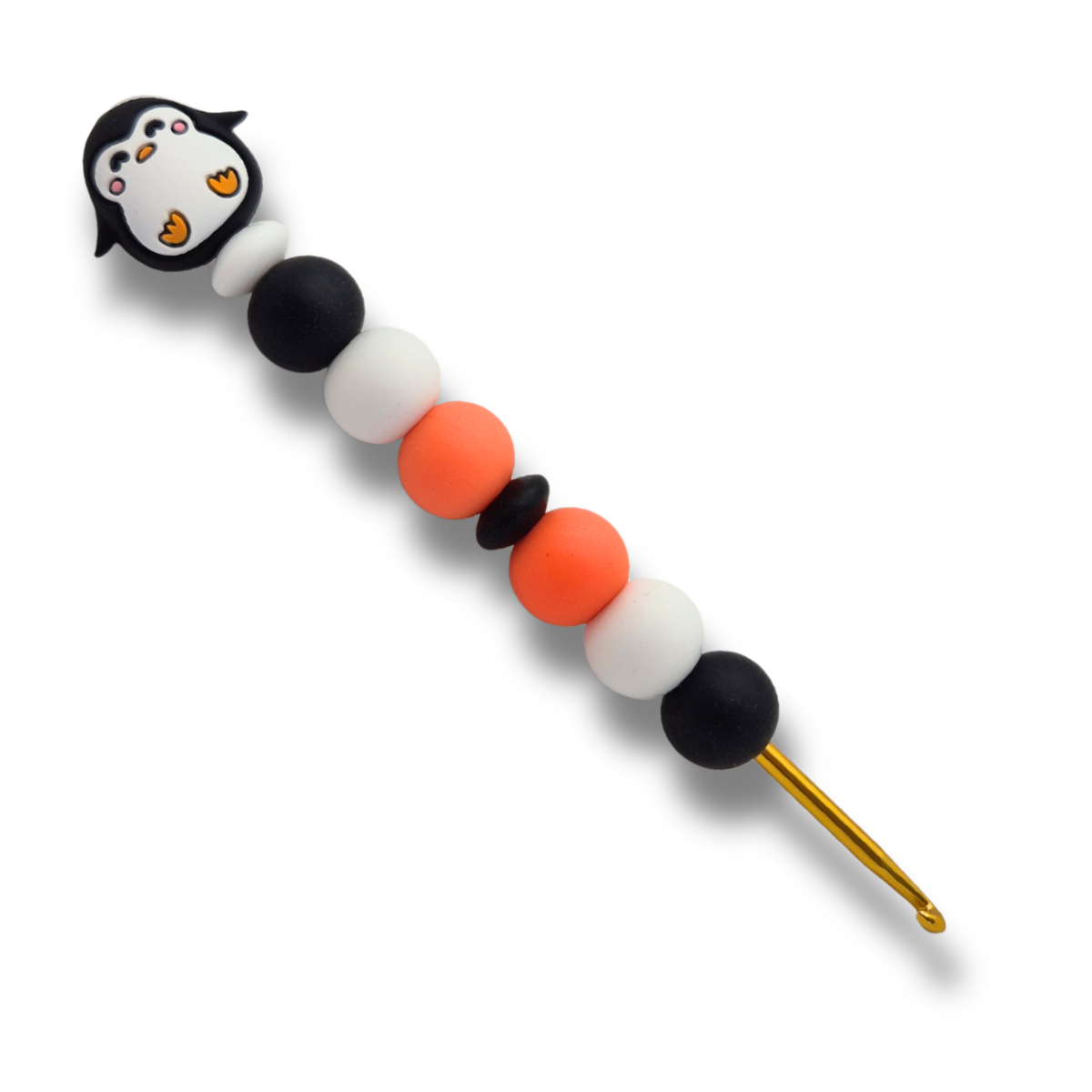 Ergonomische Häkelnadel aus Silikonperlen 3,5 mm Pinguin