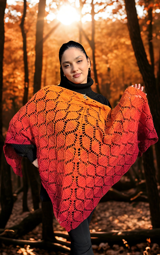 Häkelanleitung Tuch Wenn die Herbstnymphe Tanzt auf Deutsch und Englisch