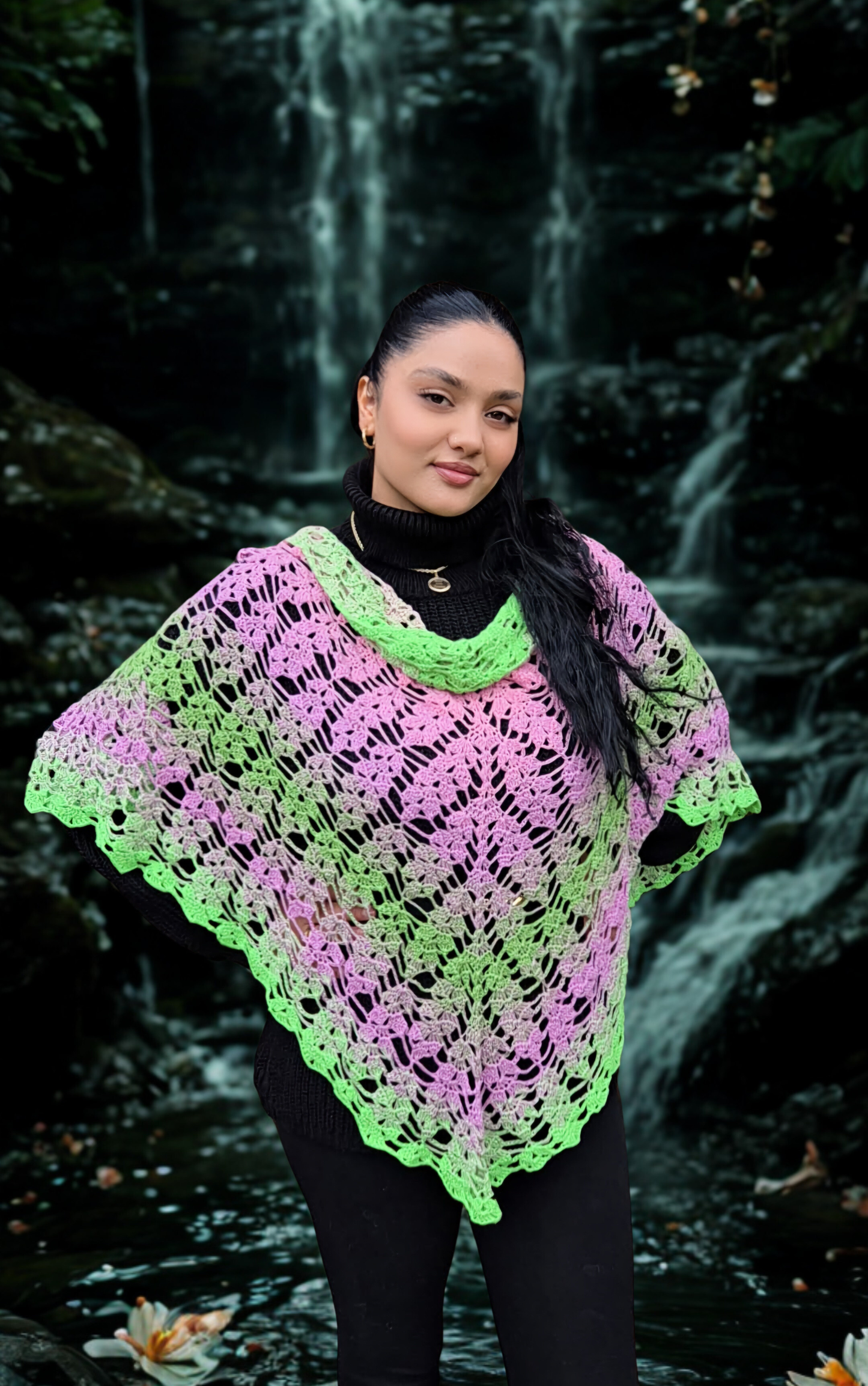 Häkelanleitung Tuch Die Harfe der Meerjungfrau auf Deutsch und Englisch