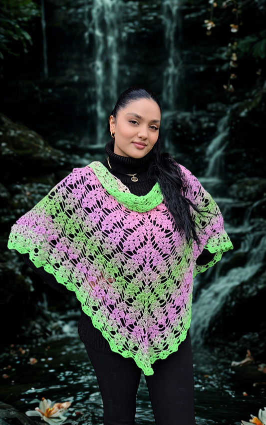 Häkelanleitung Tuch Die Harfe der Meerjungfrau auf Deutsch und Englisch