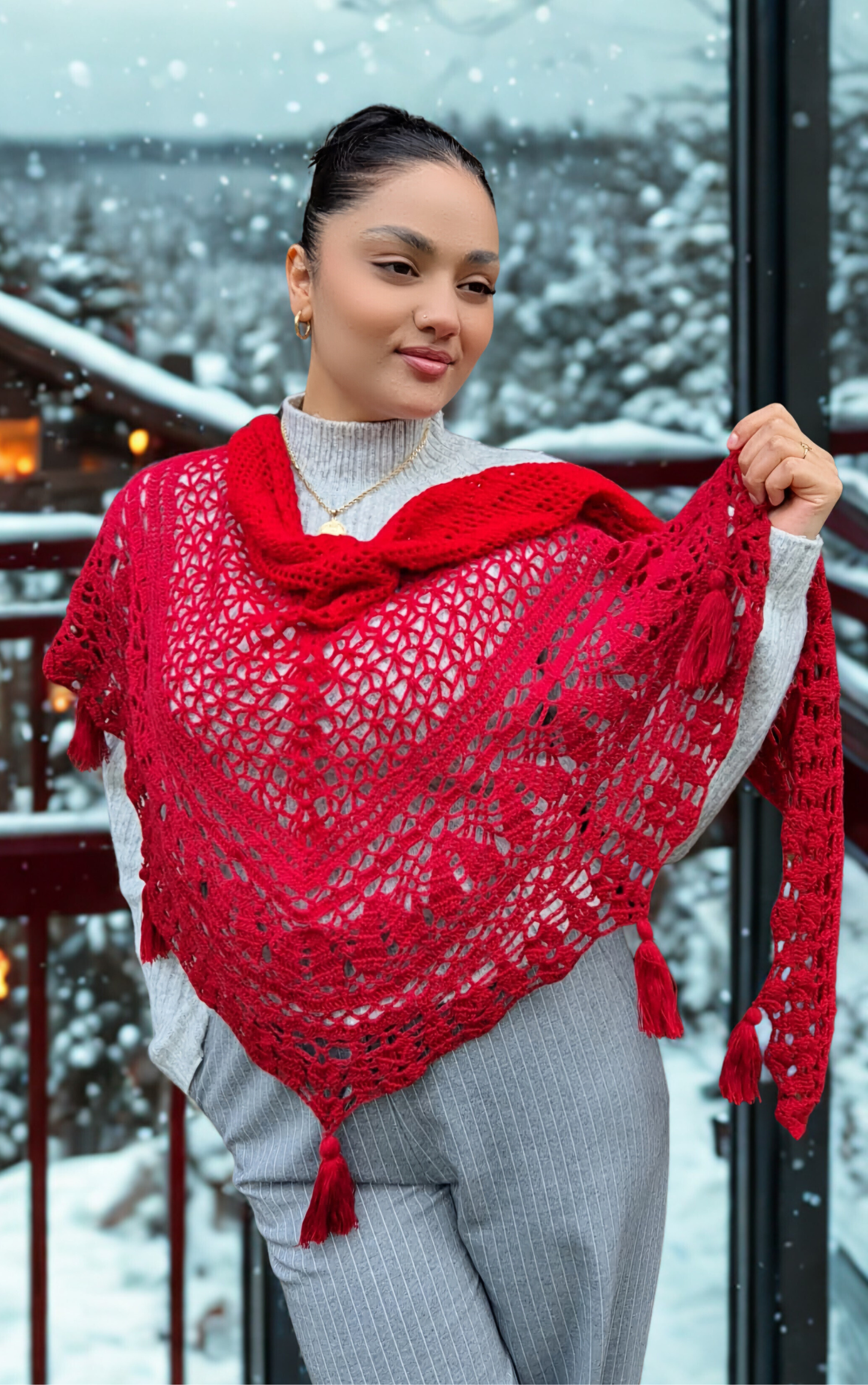 Häkelanleitung Tuch Christmas Dream auf Deutsch und Englisch