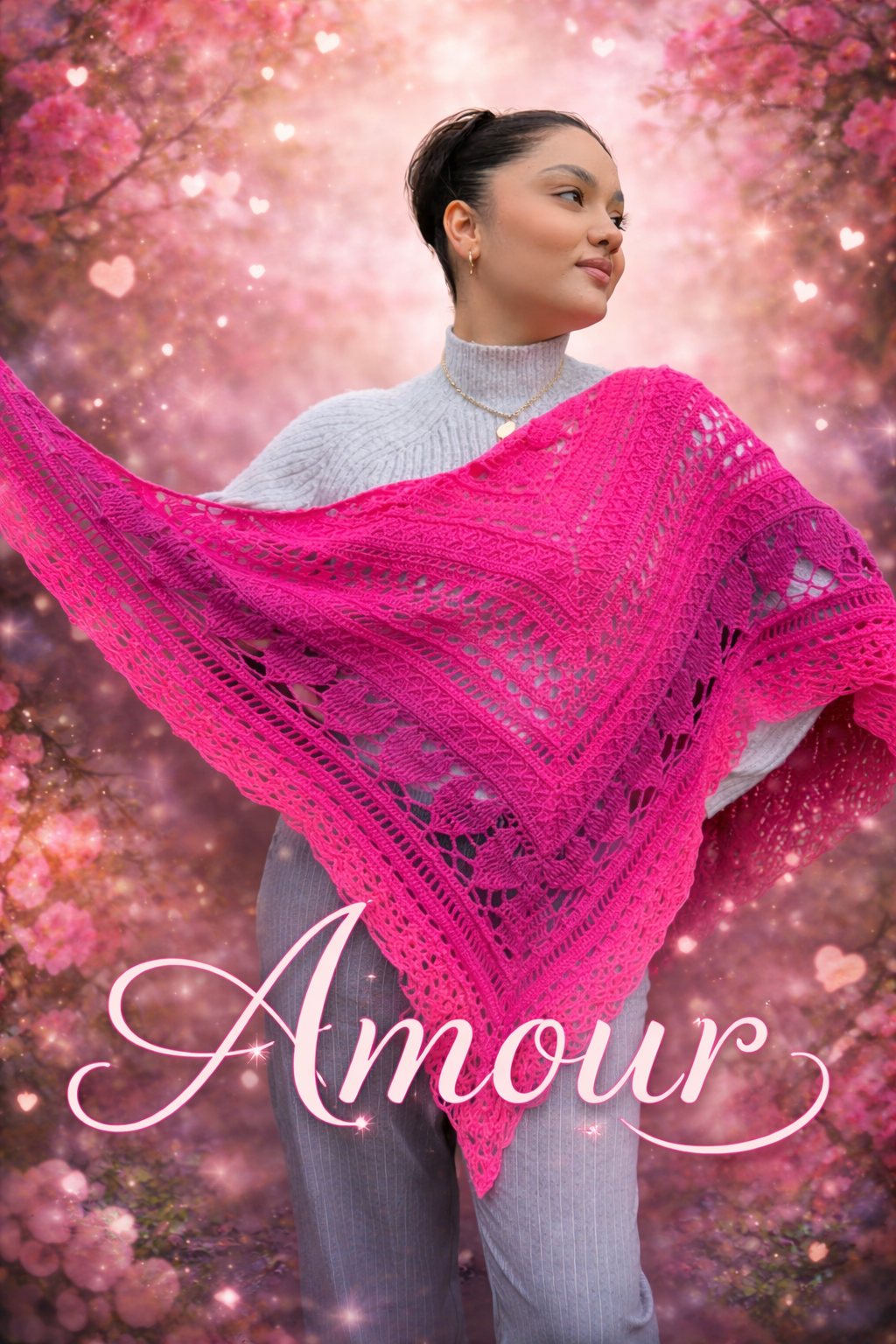 Häkelanleitung Tuch Amour auf Deutsch und Englisch