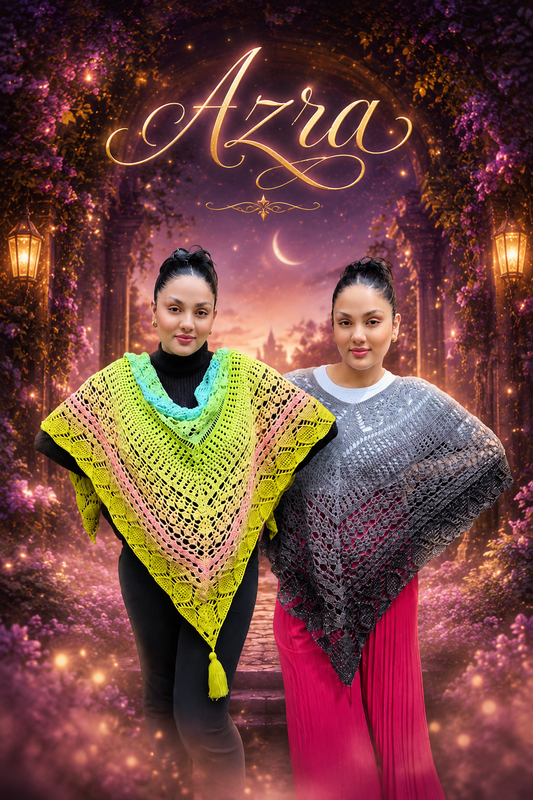 Häkelanleitung Cal 2 in 1 „Azra“ – elegantes Dreieckstuch & Poncho als PDF