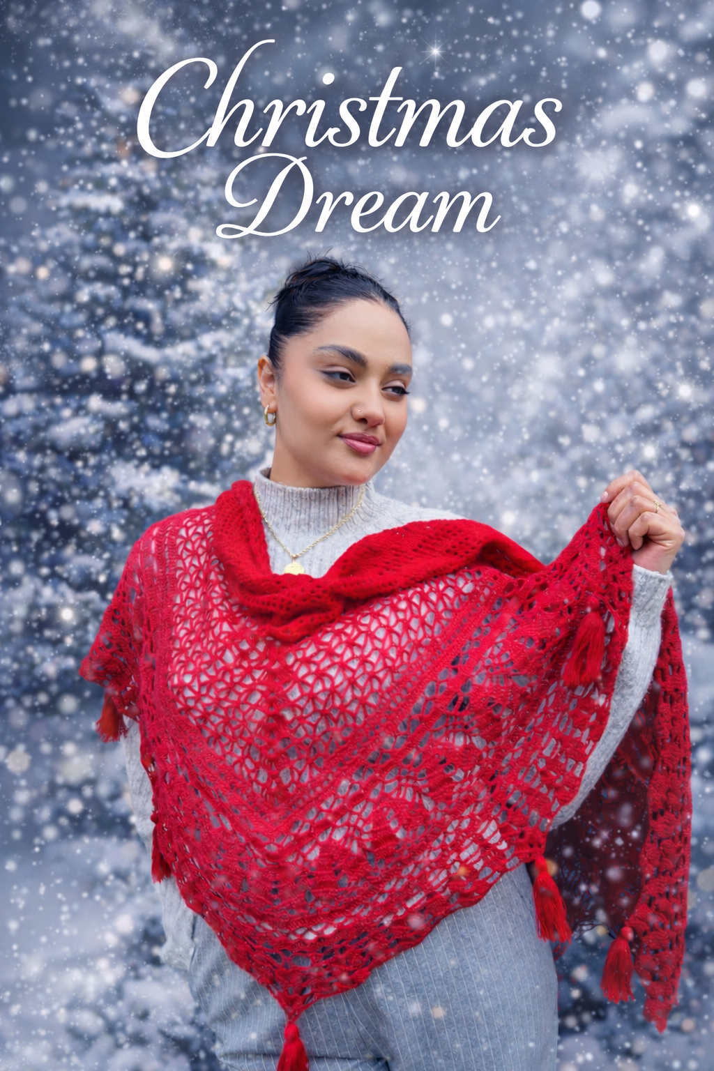 Häkelanleitung Tuch Christmas Dream – Dreieckstuch mit digitaler Häkelschrift & Schritt-für-Schritt PDF-Anleitung