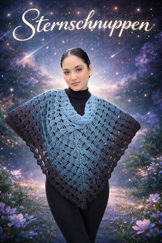 Häkelanleitung „Sternschnuppen“ – elegantes Dreieckstuch als PDF